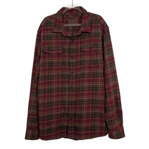 Orvis Plaid Heavyweight Big Bear Shirt Mens Size XL Red Cotton Flannel Shacket